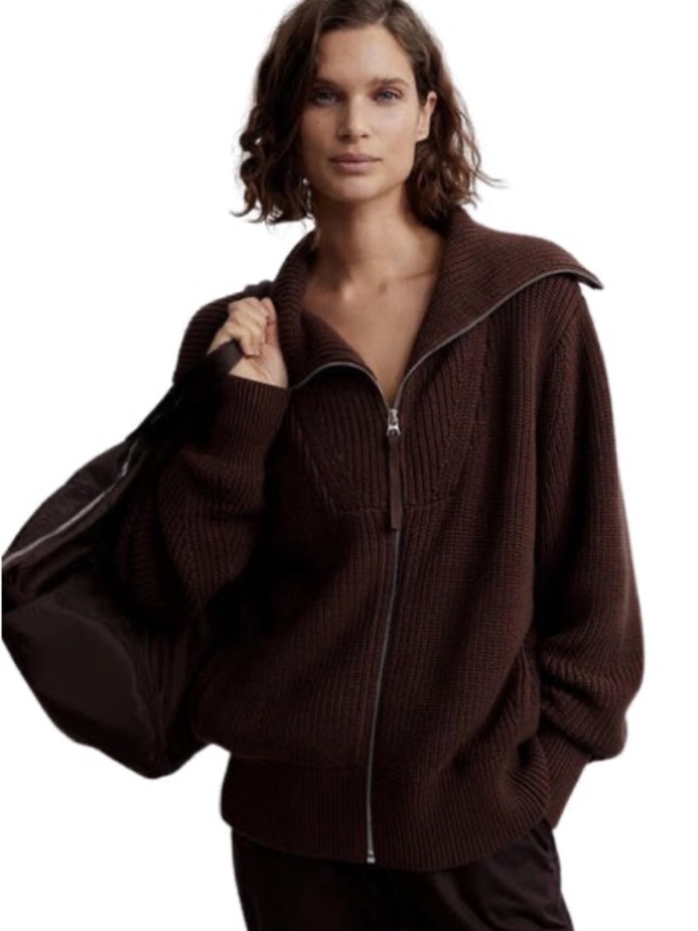 Varley Mayville Knit Jacket Chestnut Medium